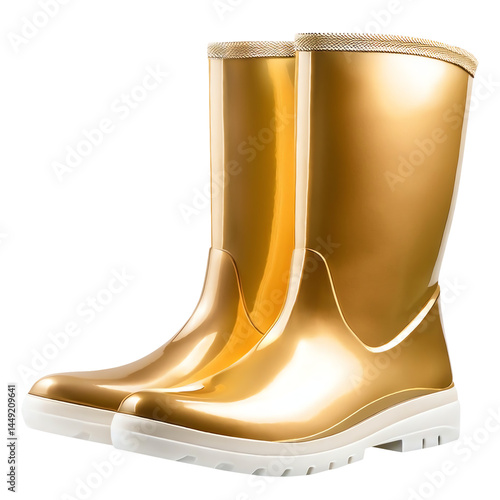 長靴 レインブーツ 雨具 ゴールド ゴム製 防水 梅雨 アウトドア ガーデニング 農作業 泥 濡れる 滑り止め 光沢 シンプル 実用的 保護 快適 丈夫 カラフル