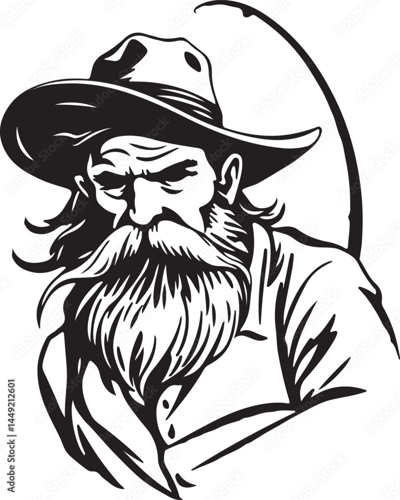 Vector Logo of a Courageous Cowboy Ideal for Westernthemed Logos Ranch Vector Logo of a Courageous Cowboy Ideal for Westernthemed Logos Ranch