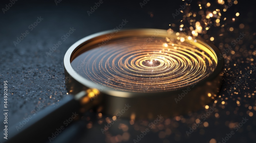 Fototapeta premium Goal setting concept Shimmering spiral patterns in liquid, illuminated by sparkling light reflections.