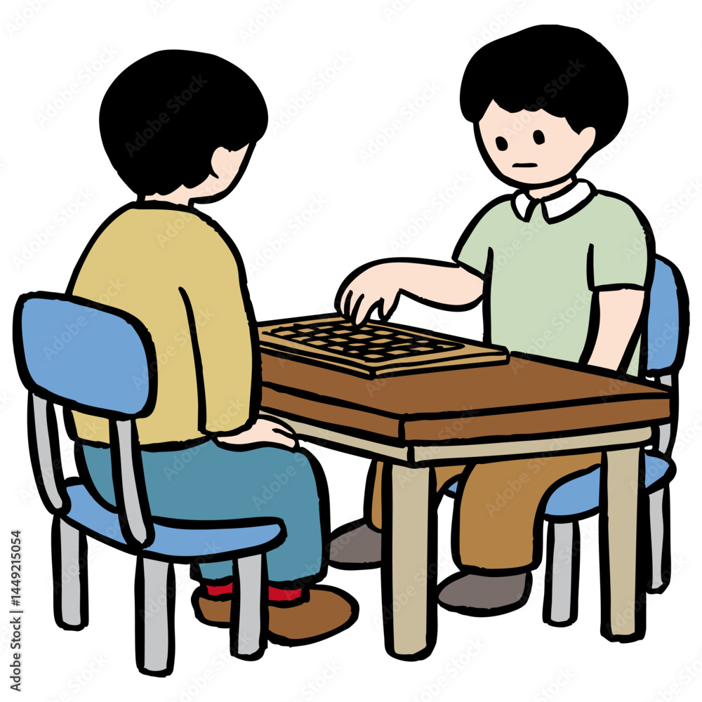 将棋の対局の様子のベクターイラスト 将棋の対局の様子のベクターイラスト
