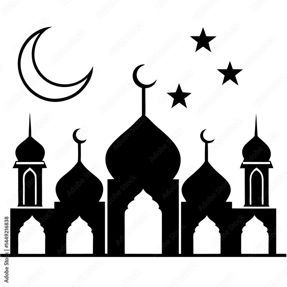 silhouette of mosque silhouette of mosque