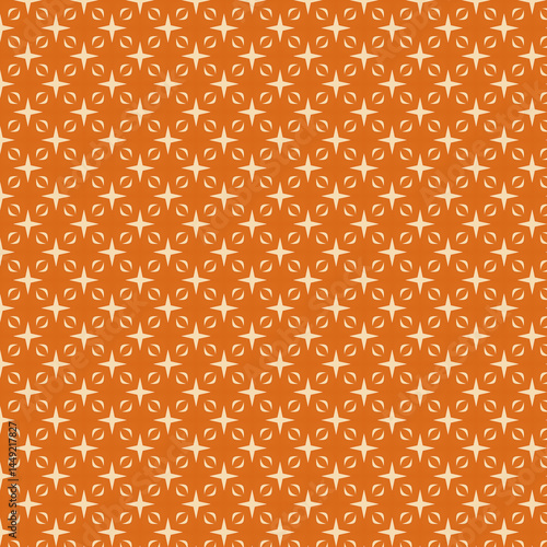 Seamless Orange Pattern Geometric Star Design Background Texture Repeat Elegant Modern Style art    