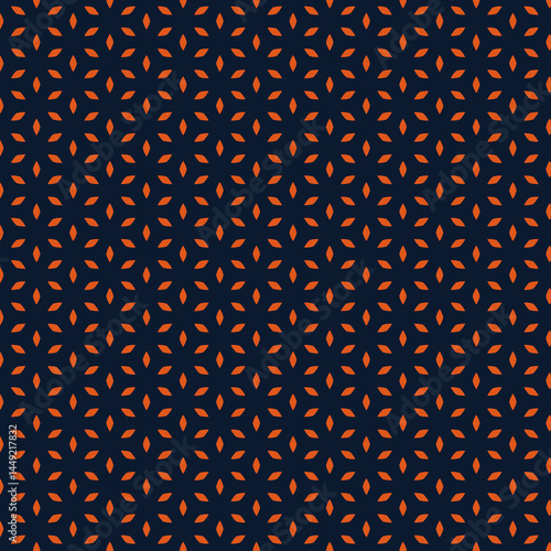 Seamless Geometric Pattern Design Orange Navy Blue Elegant Modern Textile Fabric Print Background   