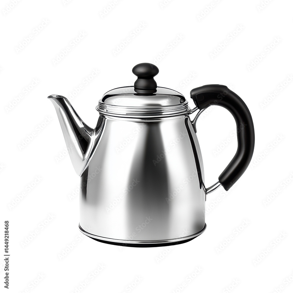 Fototapeta premium Elegant Stainless Steel Teapot with Black Handle
