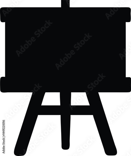 The solid black artist easel is ready to hold a canvas for artwork
