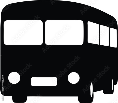 The solid black bus icon showcases its prominent front windows and tires in detail