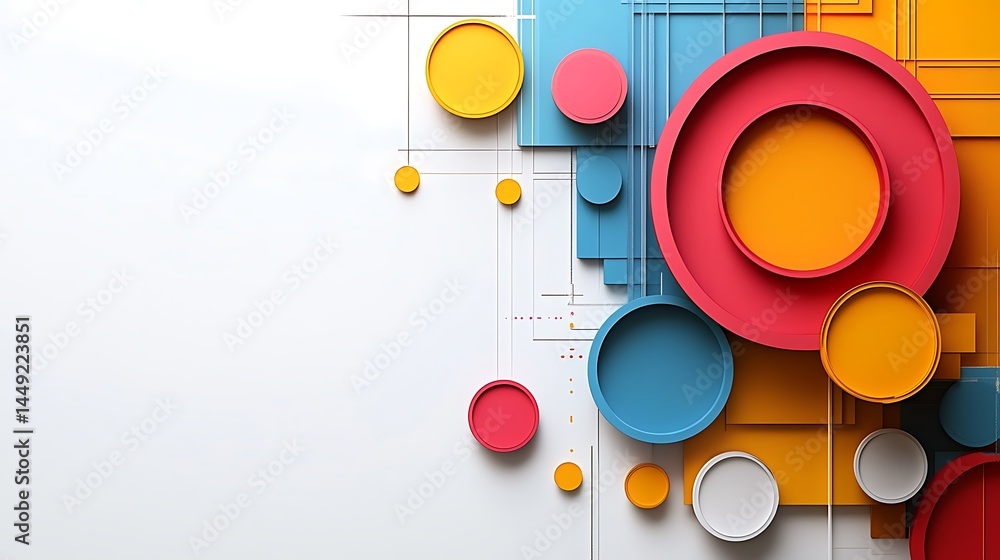 Abstract geometric colorful composition with circles squares Abstract geometric colorful composition with circles squares