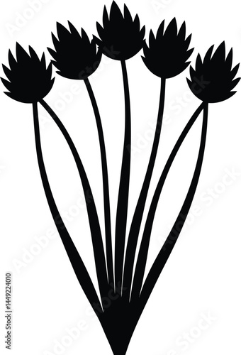 chives herb silhouette vector illustration 