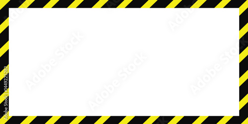 Warning frame with yellow and black diagonal stripes. Yellow and black border danger sign. Tape frame caution.