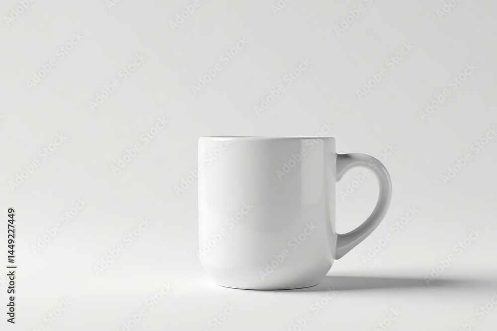 Obraz premium Large capacity white mug, slight shadow, pristine white, drinkware, hot drink