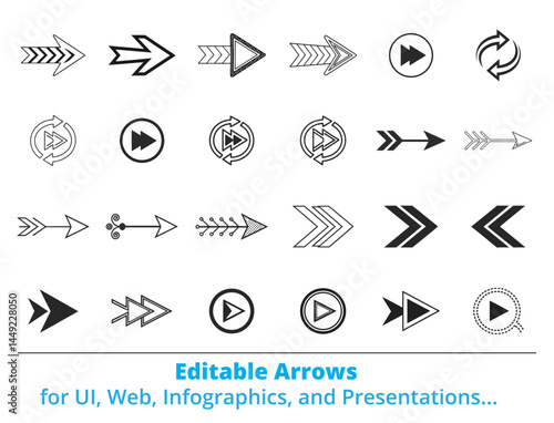 Editable Vector Arrow Icons for UI and Infographics