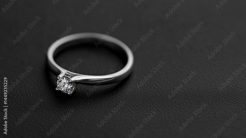 Delicate solitaire diamond ring on dark background Delicate solitaire diamond ring on dark background