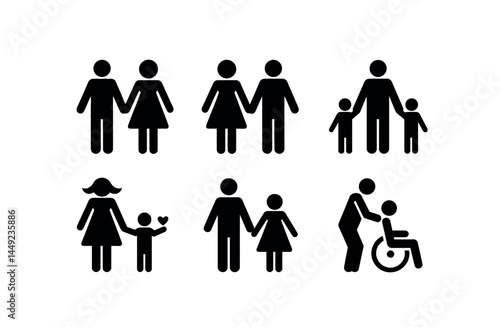 Simple Black and White Family Icons