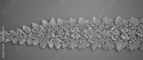 Intricate silver leaf lace border, shimmering, elegant design ,  elegant,  leaves