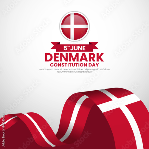 Denmark constitution day Square banner background with waving flag vector illustration