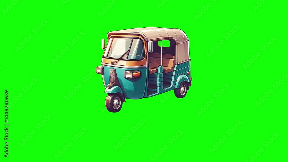 Auto rickshaw green screen animation motion graphic in 4K high ...
