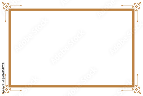 Elements of ornate vintage frames. Border gold on white classic calligraphy swirls, floral motifs. Design print for greeting cards, wedding invitations, restaurant menu, royal certificates. Set 70
