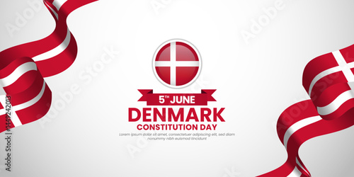 Denmark constitution day banner background 5th of June design element with realistic waving flag