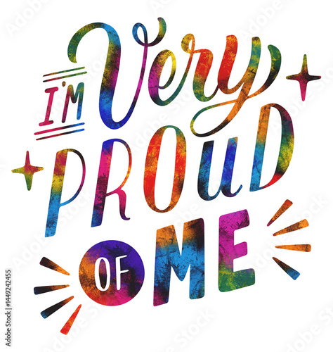 Obraz na płótnie 8. Watercolor lettering dignity sticker I'm very proud of me w salonie