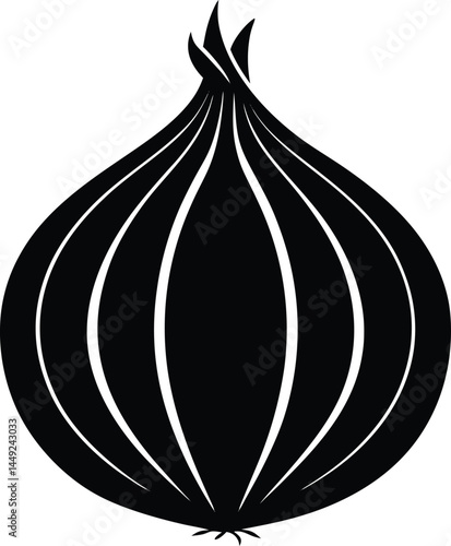 red onion silhouette vector on white background   