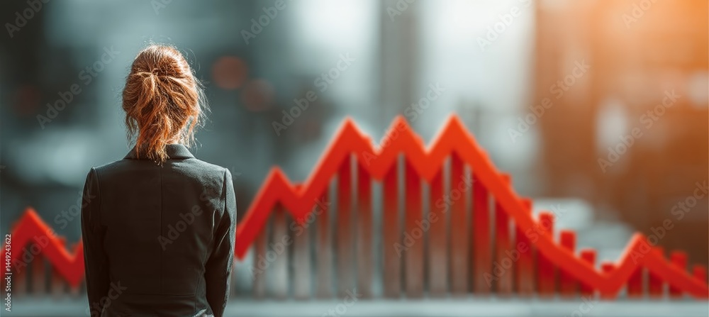 Stock market crash crisis chart. Finance statistic value trade data. Bankruptcy investment recession. Generative AI technology.