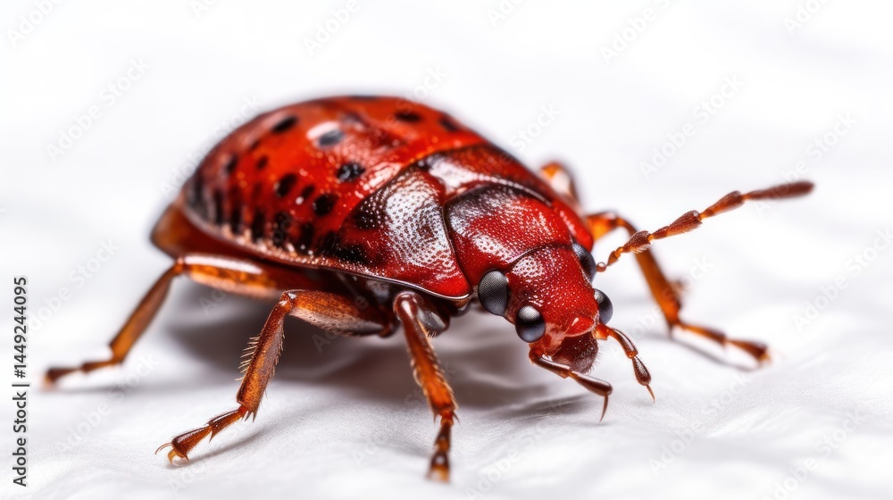 Naklejka premium A red and black beetle with a white background