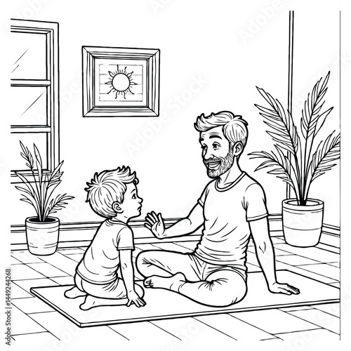 Yoga Instructor Dad Coloring Page