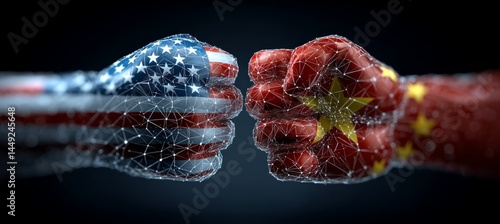 Obraz na płótnie America versus Vietnam on tariff trade economy war. Import export manufacture. Politic agreement. Generative AI technology.
w salonie