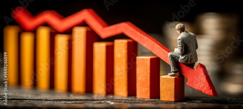 Obraz na płótnie Stock market crash crisis chart and bankrupt businessman. Finance statistic value trade data. Bankruptcy investment recession. Generative AI technology.
w salonie