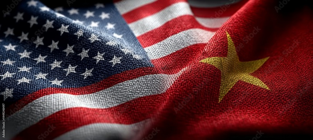 America and Vietnam flag. Tariff war. Import export manufacture. Politic diplomacy agreement. Generative AI technology.