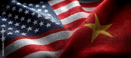 America and Vietnam flag. Tariff war. Import export manufacture. Politic diplomacy agreement. Generative AI technology.	
