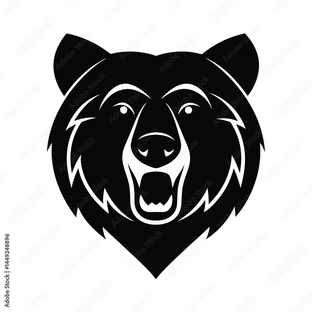 Bear Head Silhouette On White Background Bear Head Silhouette On White Background