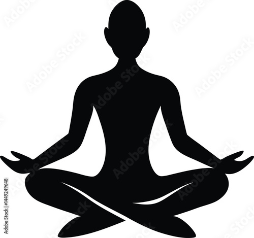 silhouette of a person meditating in lotus pose 