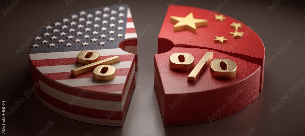 Tariff trade economy war. Import export manufacture. Politic diplomacy agreement. Generative AI technology.