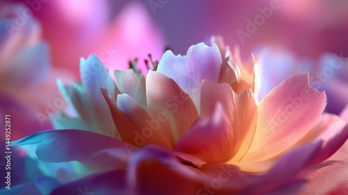 Close-up of a delicate flower with soft, pastel-colored petals