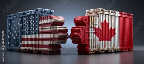 Obraz na płótnie America versus Canada. Import export manufacture trading. Politic diplomacy. Generative AI technology. w salonie