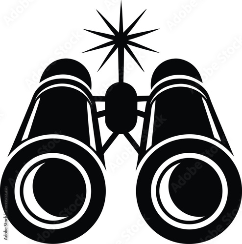 vector binoculars with lens shine on white 