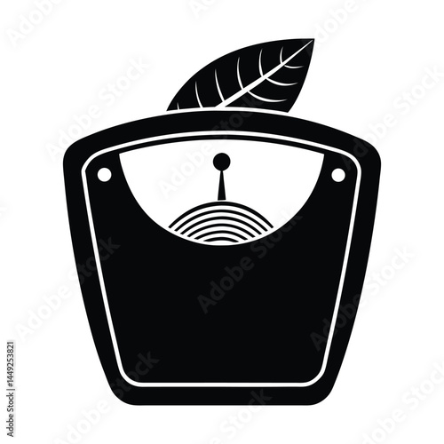 Weight scale with leaf on white background