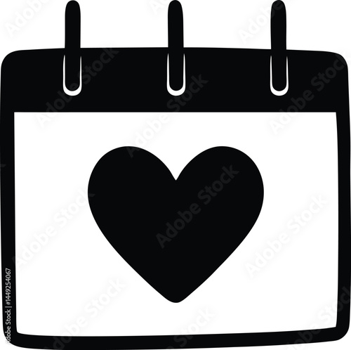 vector calendar with heart marked on white 