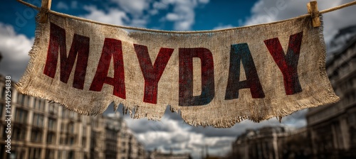 Obraz na płótnie Labor day or Mayday sign banner celebration event. Generative AI technology.
w salonie
