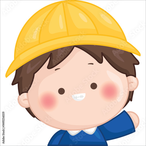 a vector of a cute boy with kindergarten hat