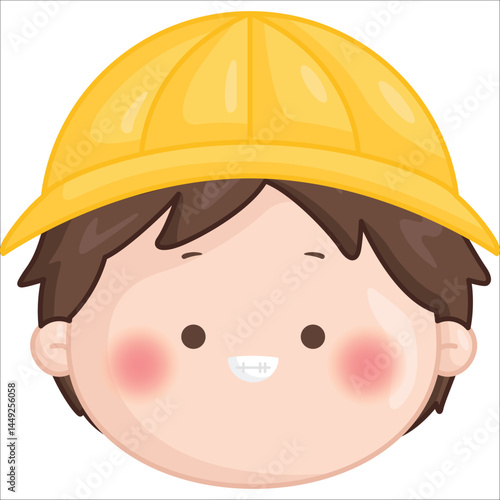 a vector of a cute boy with kindergarten hat