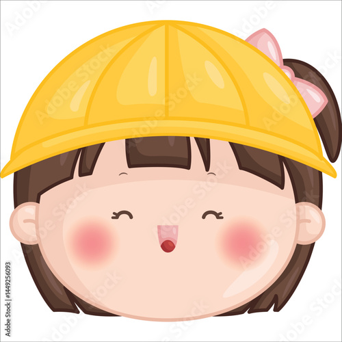 a vector of a cute girl with kindergarten hat
