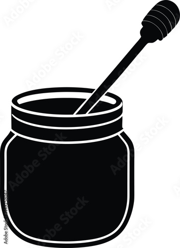 vector jar of honey with dipper on white 