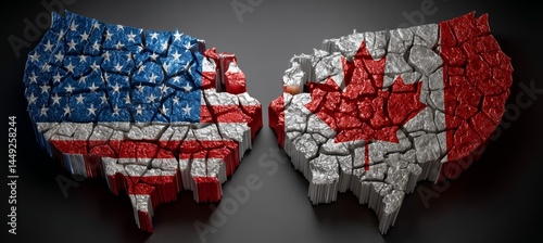 Obraz na płótnie America and Canada rival on trade economy. Import export trading market. Politic diplomacy agreement. Generative AI technology. w salonie