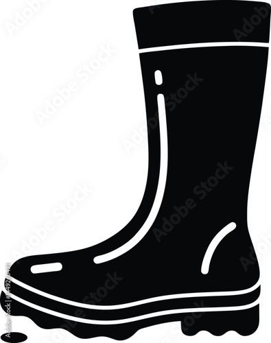 vector rain boots with puddle on white background .eps