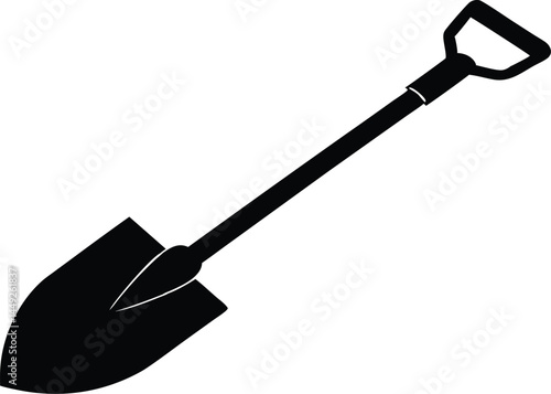 Shovel icon vector, Silhouette of a shovel tool, Garden shovel silhouette vector