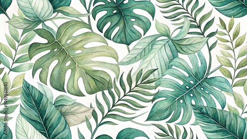 Water Color greenery seamles Pattern