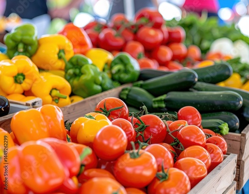 Colorful Vegetables Display At Market Stall