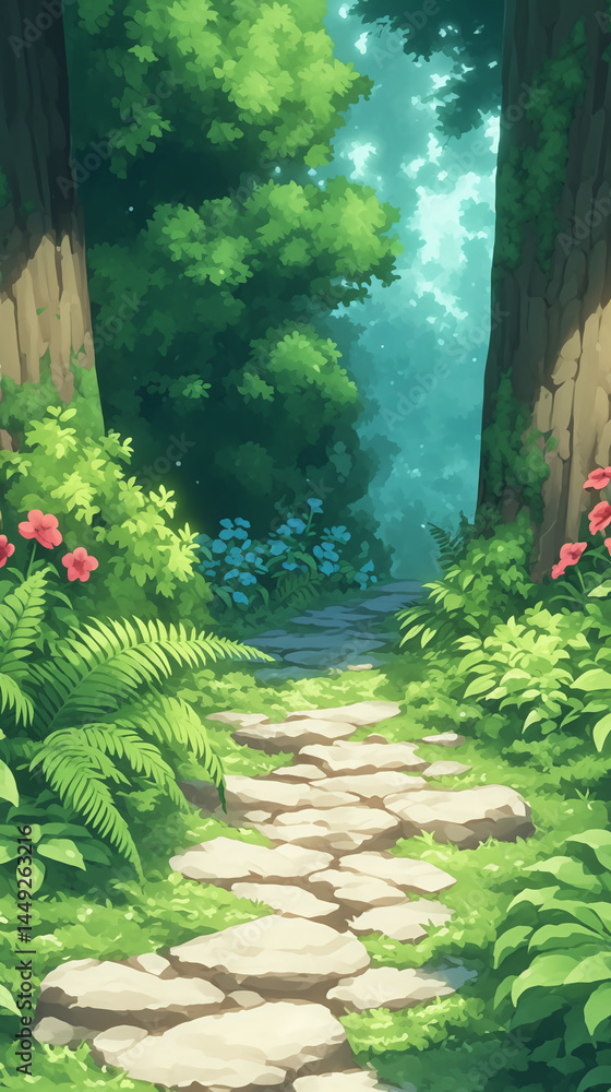 Fototapeta premium Enchanted Forest Pathway: A Serene Nature Scene
